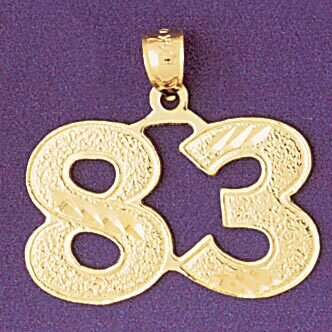 Number 83 Pendant Necklace Charm Bracelet in Yellow, White or Rose Gold 950983