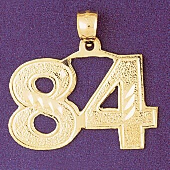 Number 84 Pendant Necklace Charm Bracelet in Yellow, White or Rose Gold 950984