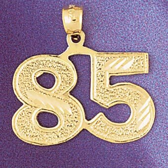 Number 85 Pendant Necklace Charm Bracelet in Yellow, White or Rose Gold 950985