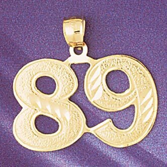 Number 89 Pendant Necklace Charm Bracelet in Yellow, White or Rose Gold 950989