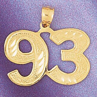 Number 93 Pendant Necklace Charm Bracelet in Yellow, White or Rose Gold 950993