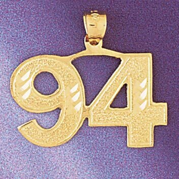 Number 94 Pendant Necklace Charm Bracelet in Yellow, White or Rose Gold 950994