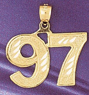 Number 97 Pendant Necklace Charm Bracelet in Yellow, White or Rose Gold 950997