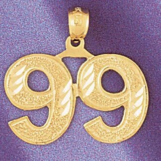Number 99 Pendant Necklace Charm Bracelet in Yellow, White or Rose Gold 950999