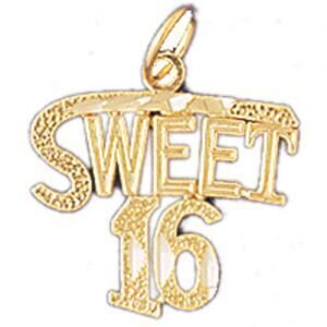 Sweet 16 Pendant Necklace Charm Bracelet in Yellow, White or Rose Gold 9685