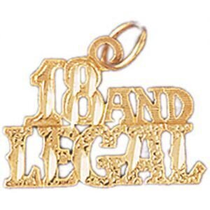 18 And Legal Pendant Necklace Charm Bracelet in Yellow, White or Rose Gold 9686
