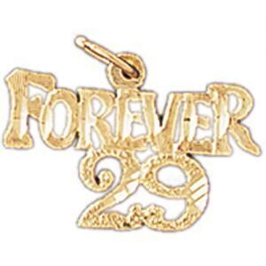 Forever 29 Pendant Necklace Charm Bracelet in Yellow, White or Rose Gold 9690