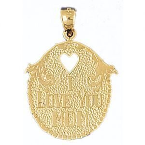 I Love You Mom Pendant Necklace Charm Bracelet in Yellow, White or Rose Gold 9702
