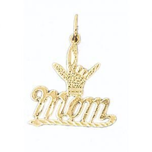 Mom Pendant Necklace Charm Bracelet in Yellow, White or Rose Gold 9708