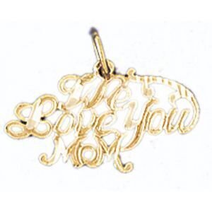 We Love You Mom Pendant Necklace Charm Bracelet in Yellow, White or Rose Gold 9712