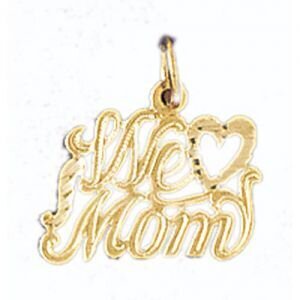 We Love You Mom Pendant Necklace Charm Bracelet in Yellow, White or Rose Gold 9713
