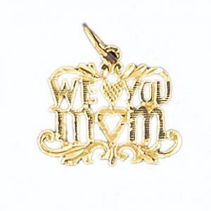 We Love You Mom Pendant Necklace Charm Bracelet in Yellow, White or Rose Gold 9715