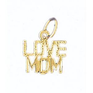 Love Mom Pendant Necklace Charm Bracelet in Yellow, White or Rose Gold 9717