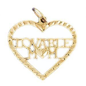 Lovable Mom Pendant Necklace Charm Bracelet in Yellow, White or Rose Gold 9724