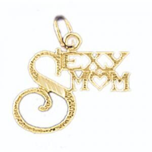 Sexy Mom Pendant Necklace Charm Bracelet in Yellow, White or Rose Gold 9731