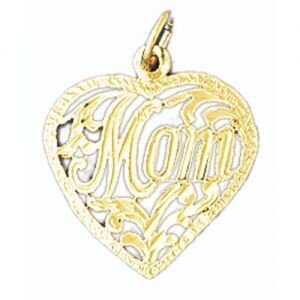 Mom Pendant Necklace Charm Bracelet in Yellow, White or Rose Gold 9744