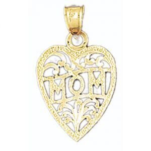 Mom Pendant Necklace Charm Bracelet in Yellow, White or Rose Gold 9745