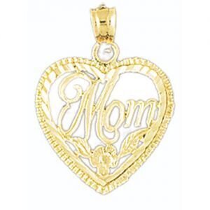 Mom Pendant Necklace Charm Bracelet in Yellow, White or Rose Gold 9747