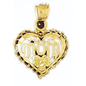 Mom Pendant Necklace Charm Bracelet in Yellow, White or Rose Gold 9749