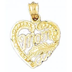 Mom Pendant Necklace Charm Bracelet in Yellow, White or Rose Gold 9751