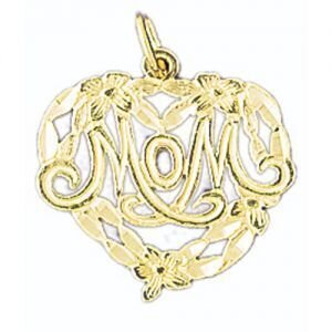 Mom Pendant Necklace Charm Bracelet in Yellow, White or Rose Gold 9752