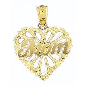 Mom Pendant Necklace Charm Bracelet in Yellow, White or Rose Gold 9753