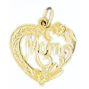 Mom Pendant Necklace Charm Bracelet in Yellow, White or Rose Gold 9755