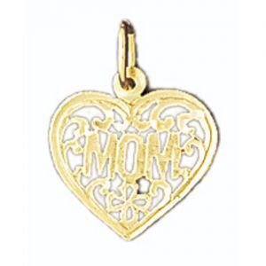 Mom Pendant Necklace Charm Bracelet in Yellow, White or Rose Gold 9757