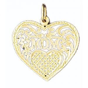 Mom Pendant Necklace Charm Bracelet in Yellow, White or Rose Gold 9758