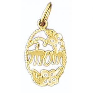 Mom Pendant Necklace Charm Bracelet in Yellow, White or Rose Gold 9761