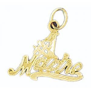 Number One Madre Pendant Necklace Charm Bracelet in Yellow, White or Rose Gold 9768