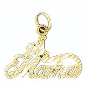 Number One Mama Pendant Necklace Charm Bracelet in Yellow, White or Rose Gold 9770