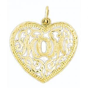 Number One Mom Pendant Necklace Charm Bracelet in Yellow, White or Rose Gold 9775
