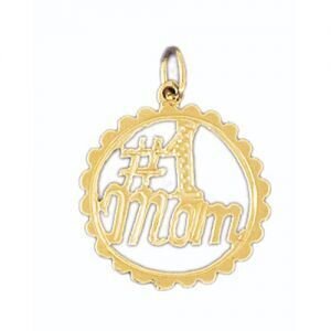 Number One Mom Pendant Necklace Charm Bracelet in Yellow, White or Rose Gold 9786