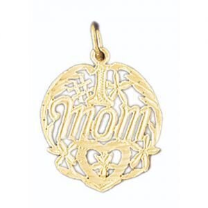 Number One Mother Pendant Necklace Charm Bracelet in Yellow, White or Rose Gold 9795