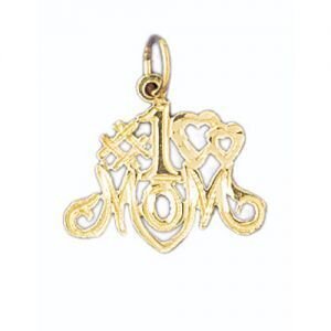 Number One Mom Pendant Necklace Charm Bracelet in Yellow, White or Rose Gold 9796