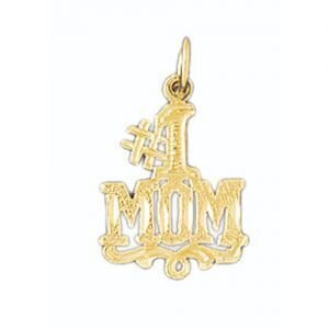 Number One Mom Pendant Necklace Charm Bracelet in Yellow, White or Rose Gold 9799