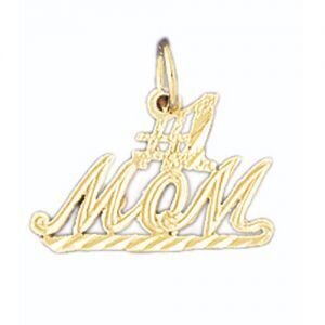 Number One Mom Pendant Necklace Charm Bracelet in Yellow, White or Rose Gold 9800