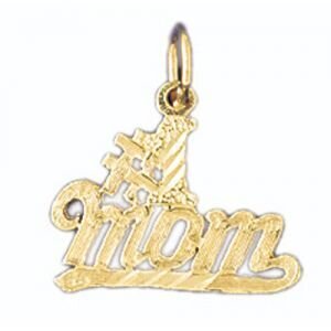 Number One Mom Pendant Necklace Charm Bracelet in Yellow, White or Rose Gold 9803