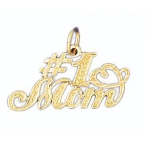 Number One Mom Pendant Necklace Charm Bracelet in Yellow, White or Rose Gold 9804