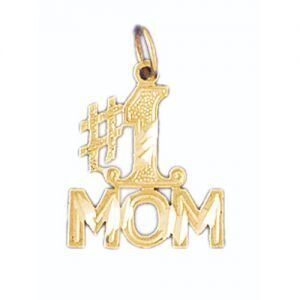 Number One Mom Pendant Necklace Charm Bracelet in Yellow, White or Rose Gold 9805