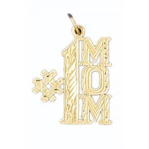Number One Mom Pendant Necklace Charm Bracelet in Yellow, White or Rose Gold 9815