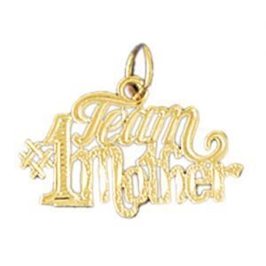 Number One Team Mother Pendant Necklace Charm Bracelet in Yellow, White or Rose Gold 9825