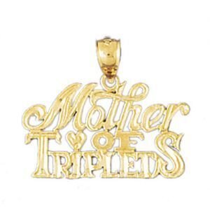 Mother Of Triplets Pendant Necklace Charm Bracelet in Yellow, White or Rose Gold 9828