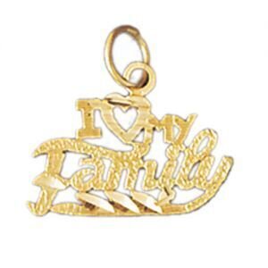I Love My Family Pendant Necklace Charm Bracelet in Yellow, White or Rose Gold 9829