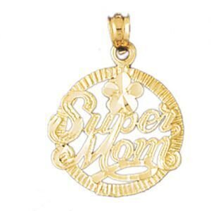 Super Mom Pendant Necklace Charm Bracelet in Yellow, White or Rose Gold 9833