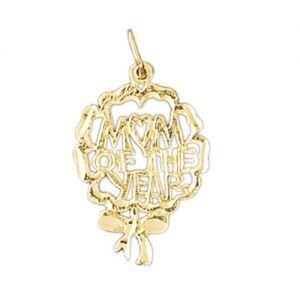 Mom Of The Year Pendant Necklace Charm Bracelet in Yellow, White or Rose Gold 9836