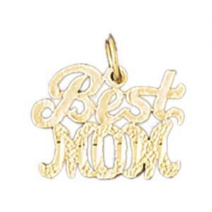 Best Mom Pendant Necklace Charm Bracelet in Yellow, White or Rose Gold 9841