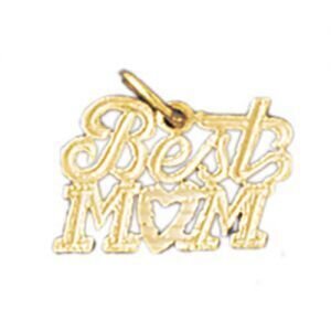 Best Mom Pendant Necklace Charm Bracelet in Yellow, White or Rose Gold 9842