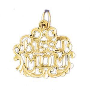 Best Mom Pendant Necklace Charm Bracelet in Yellow, White or Rose Gold 9845